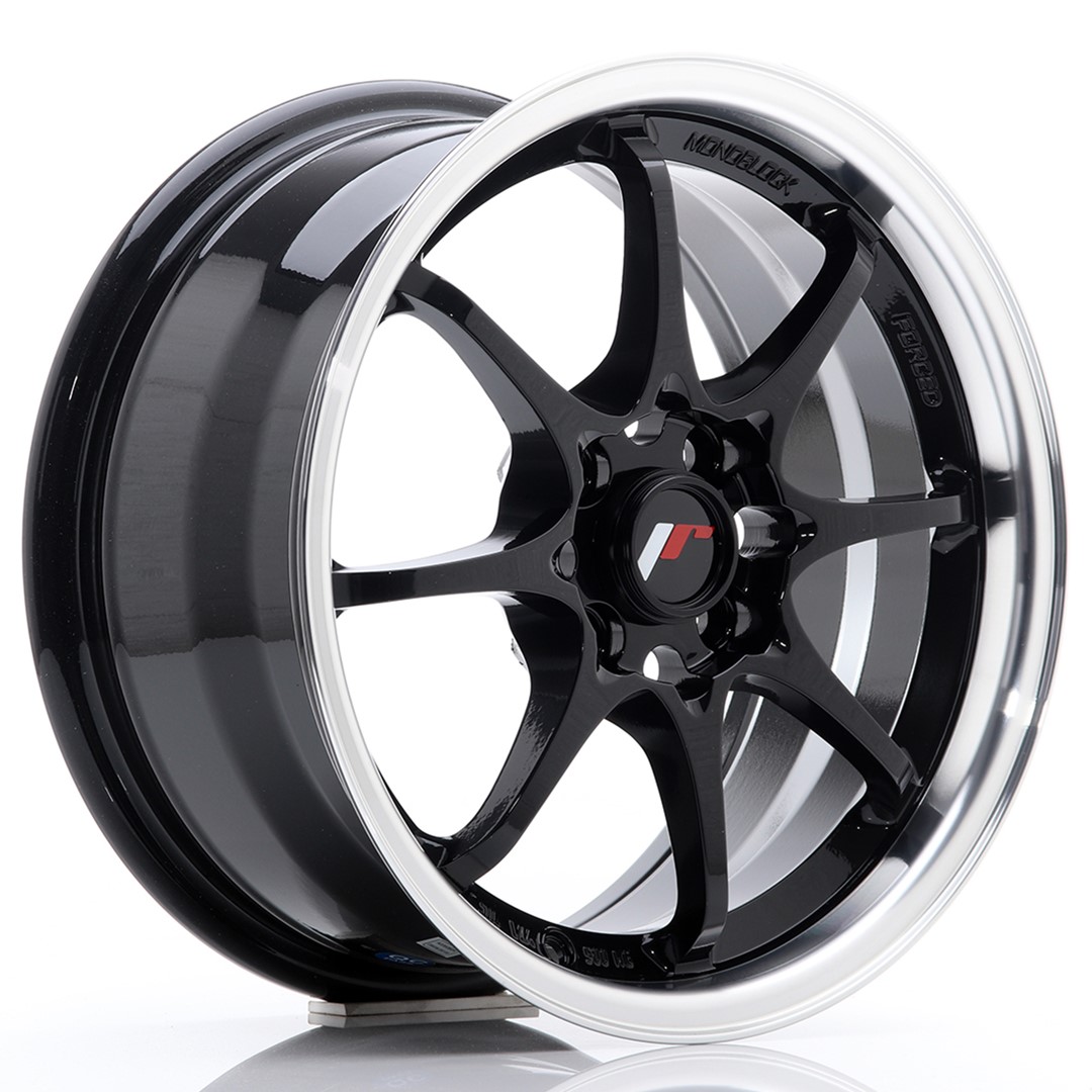Japan Racing JR5 15x7 ET35 4x100 Gloss Black Machined Lip