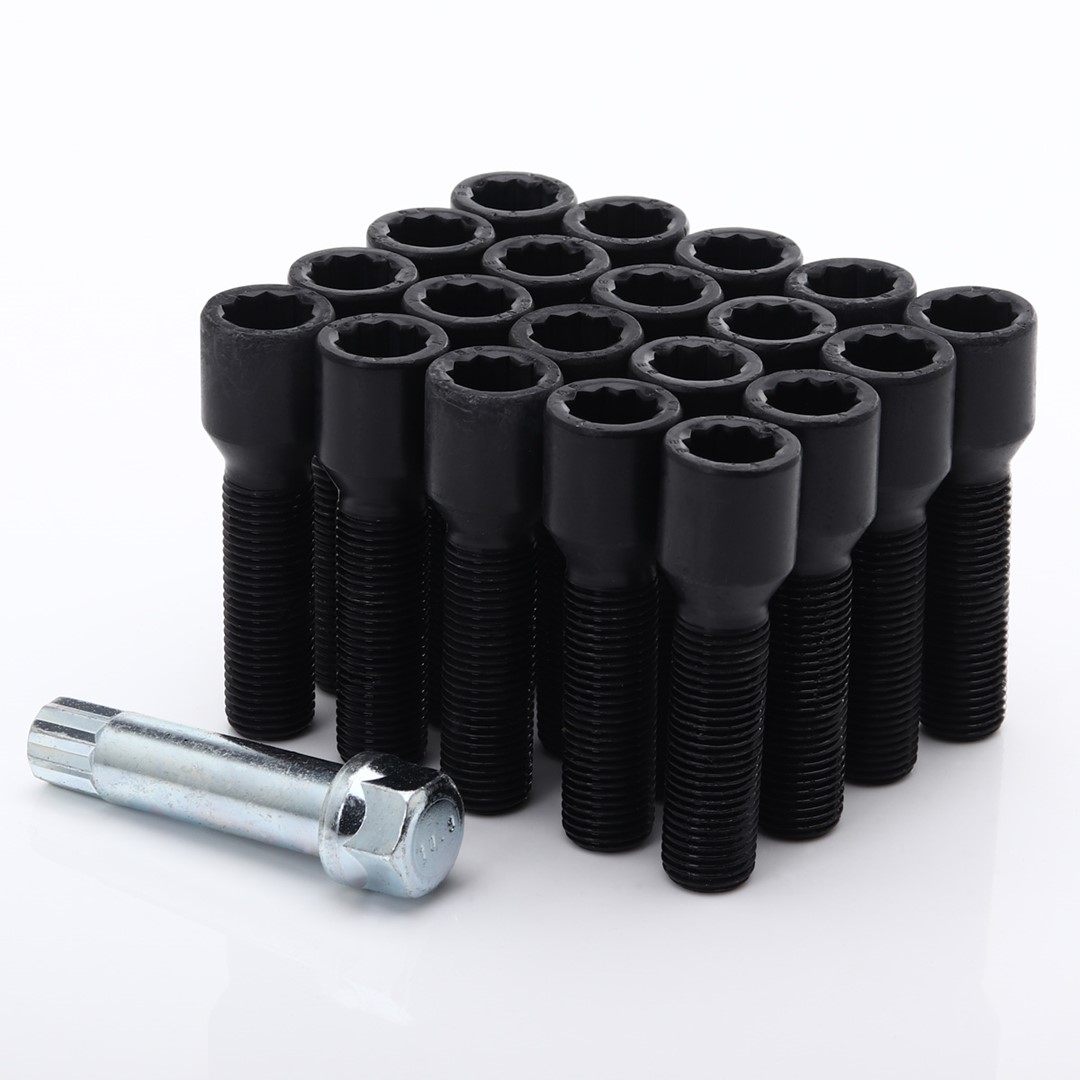 Radschrauben  schwarz Set 10Stk. 45mm 12x1.25 Innenvielzahn + Key 1