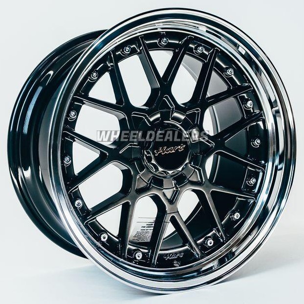Hart HR83 19x10 ET15 5x114.3/120 Dark Hyper Black And Diamond Cut With Silver Rivets