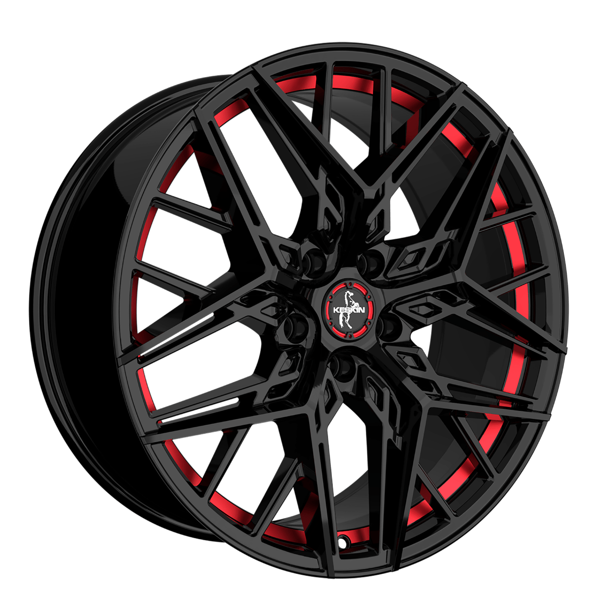 Keskin KT25 18x8 ET29.9 5x112 Black Painted Red Inside