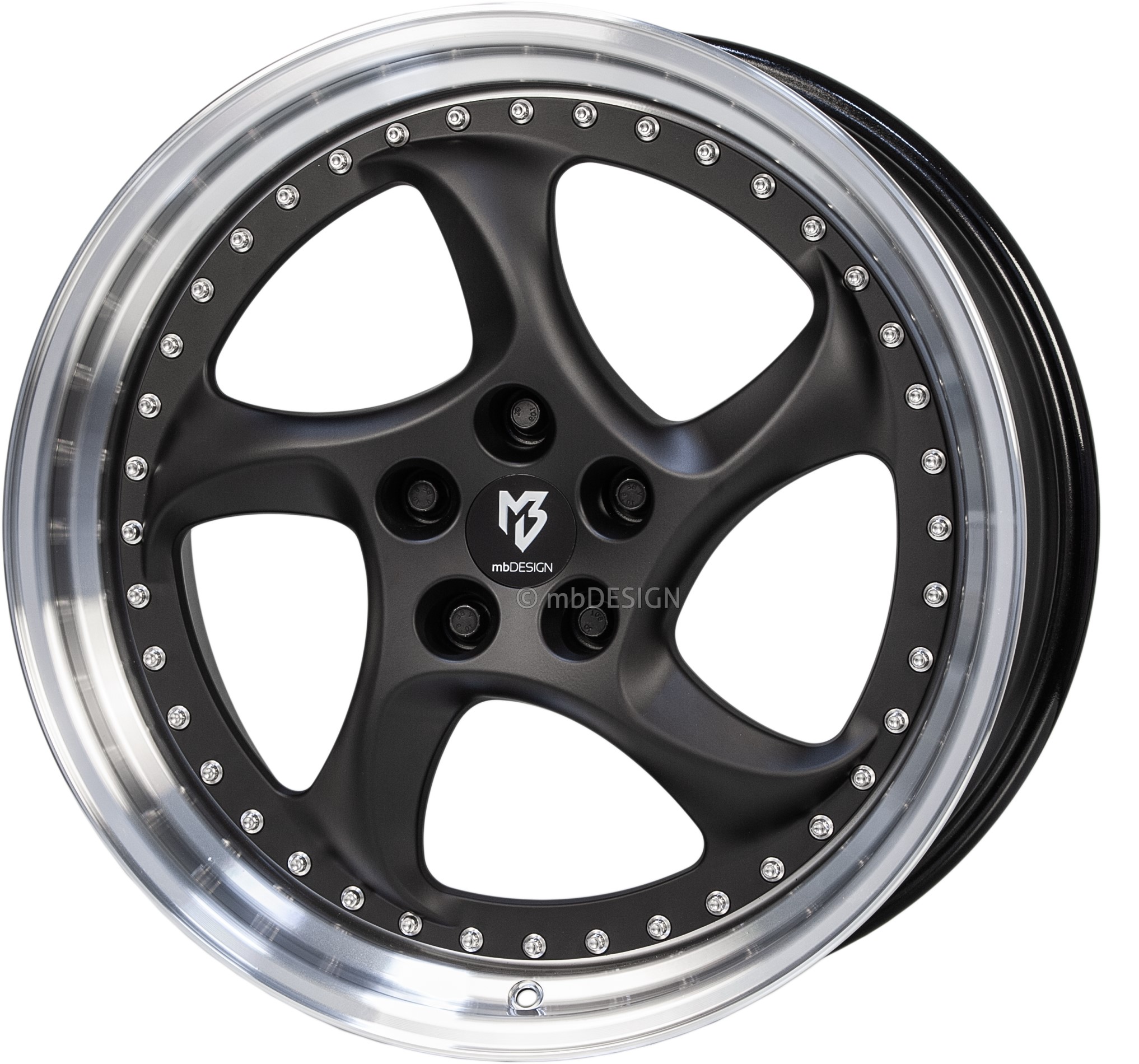 mbDESIGN TURBO FORGED 20x9 ET42 5x120 Noir Mat/Noir Brillant Poli
