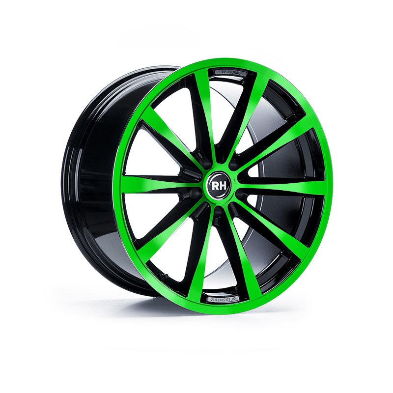 RH GT 19x10 ET45 5x120 Color Polished - Green