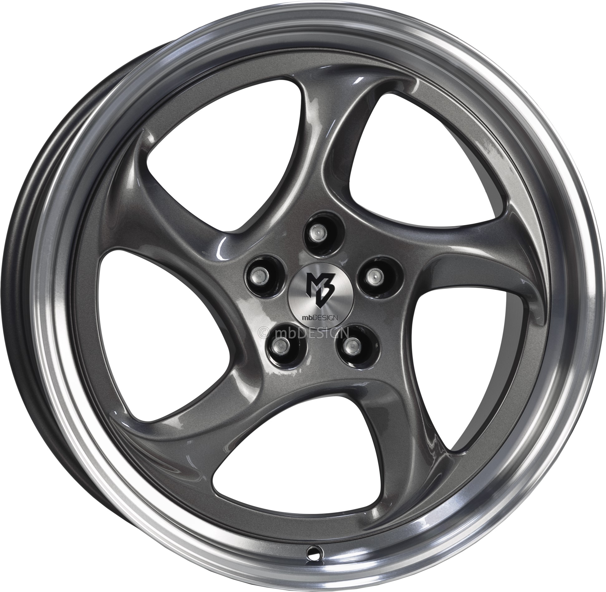 mbDESIGN TURBO 19x8.5 ET50 5x112 Gris Brillant Poli