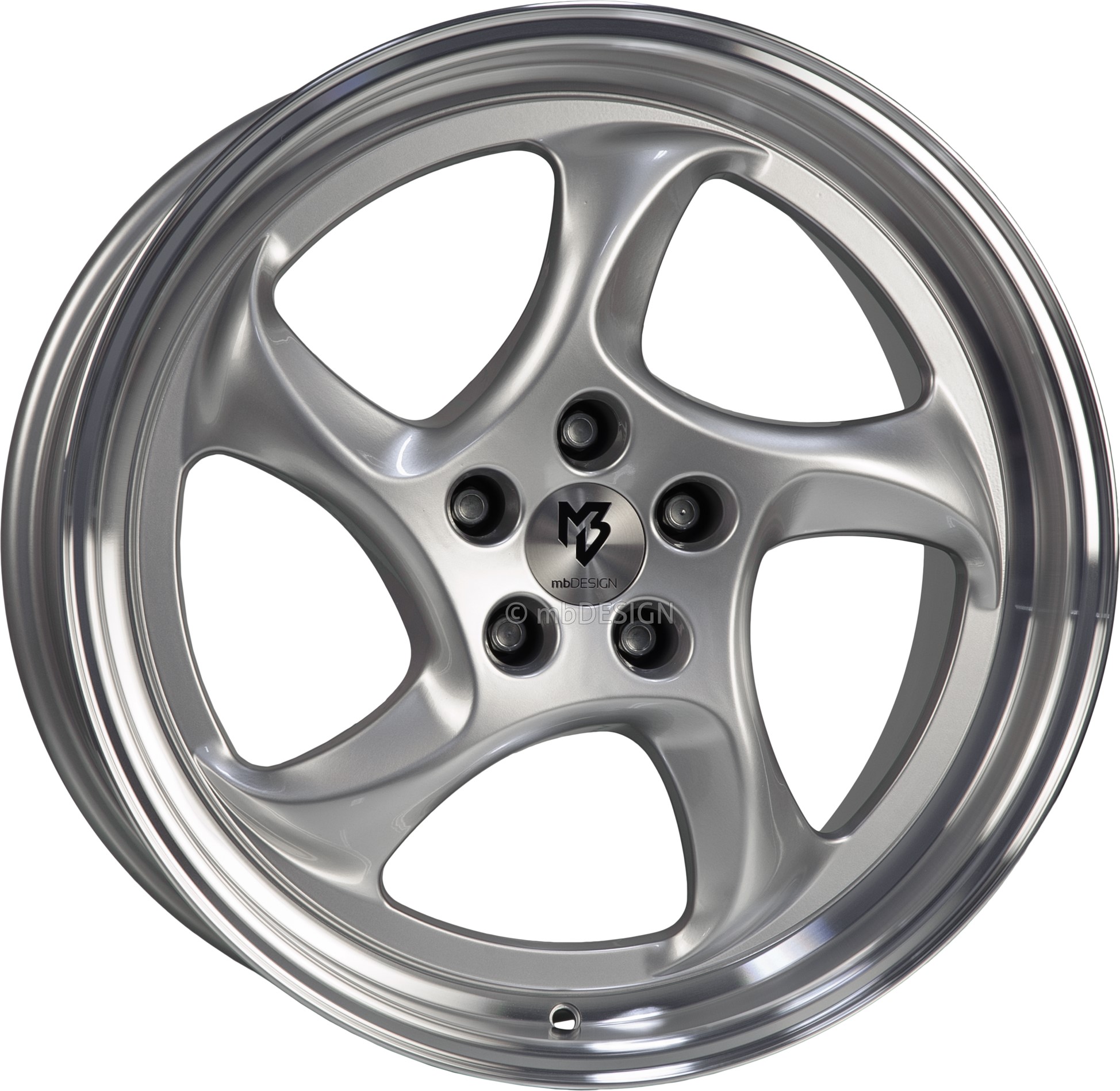 mbDESIGN TURBO 19x9 ET42 5x108 Argent Brillant Poli