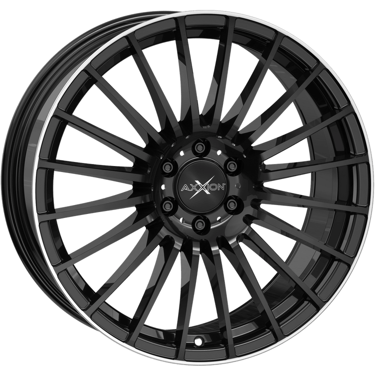 Axxion AX5 20x9 ET45 5x120 Schwarz Glänzend Lackiert Mit Hochglanzpoliertem Felgenbett
