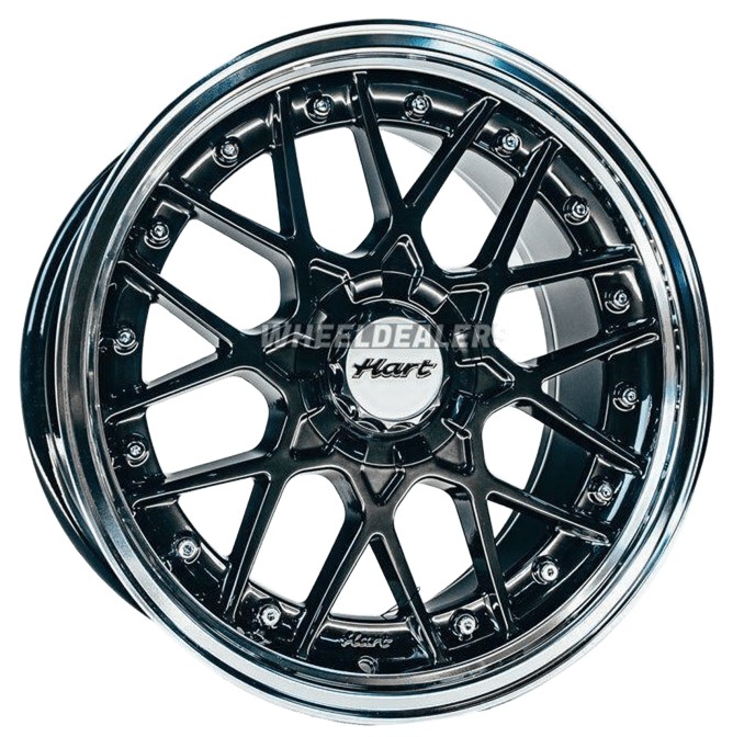 Hart HR83 19x9 ET20 5x114.3/120 Dark Hyper Black e Bordino Diamantato con Rivetti Argento