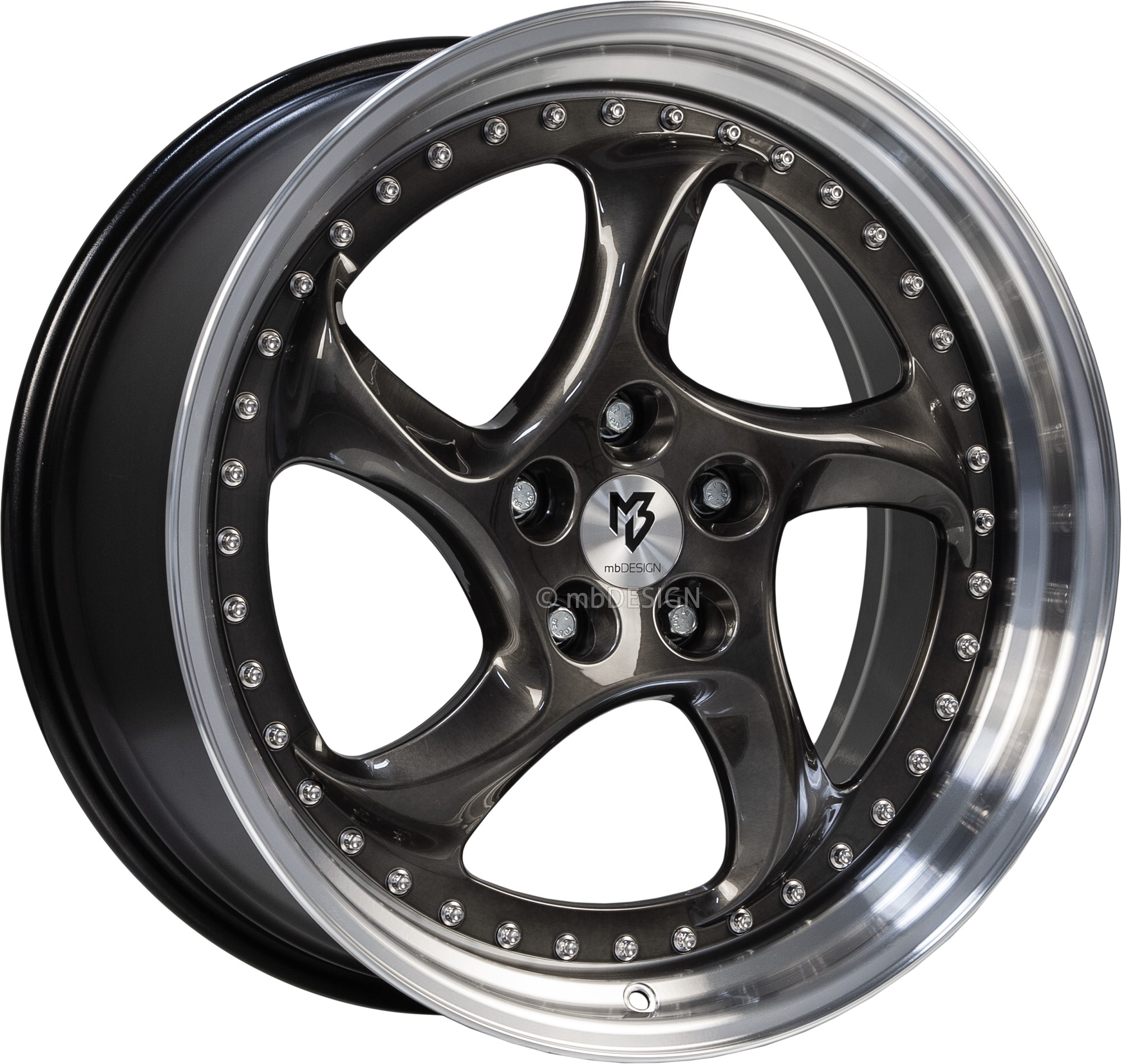 mbDESIGN TURBO FORGED 20x9 ET42 5x120 Brut Smoke Lasur/Noir Brillant Poli