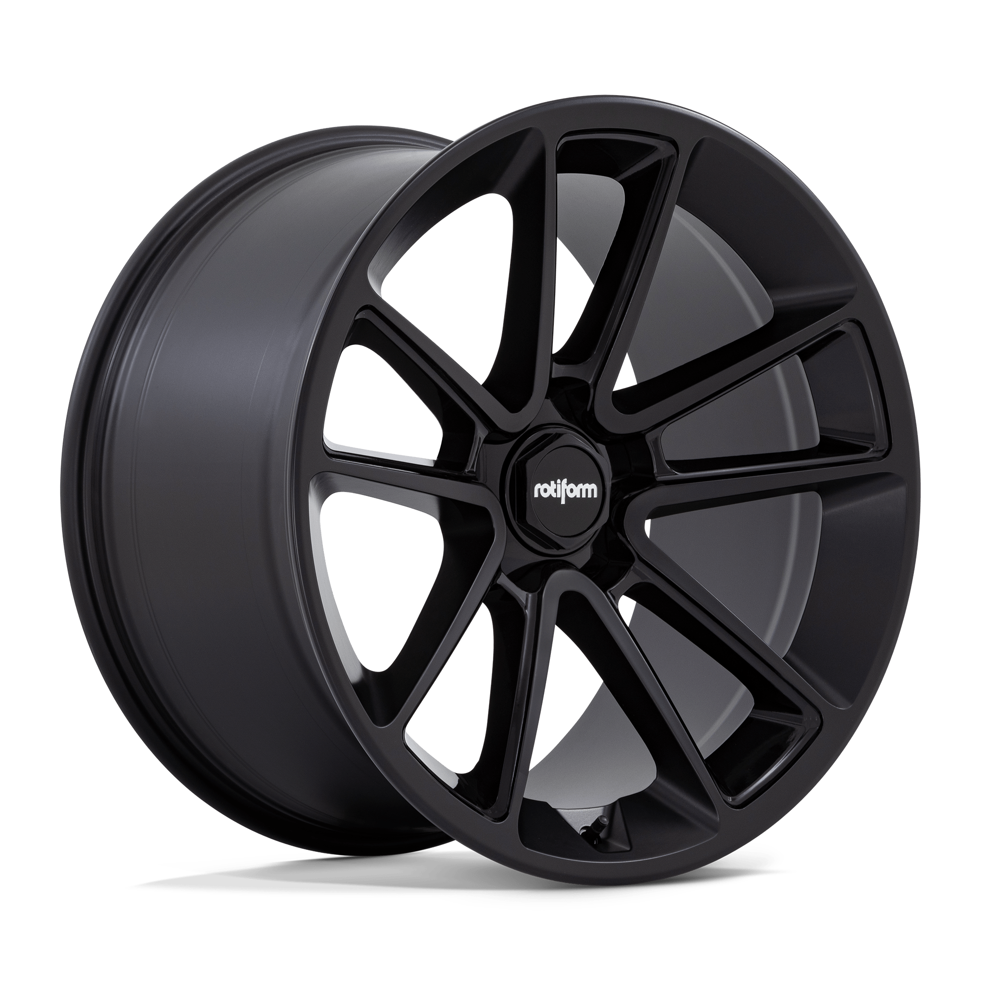 Rotiform BTL 21x10.5 ET30 5x112 Noir mat avec cache noir et détails de rayons intérieurs