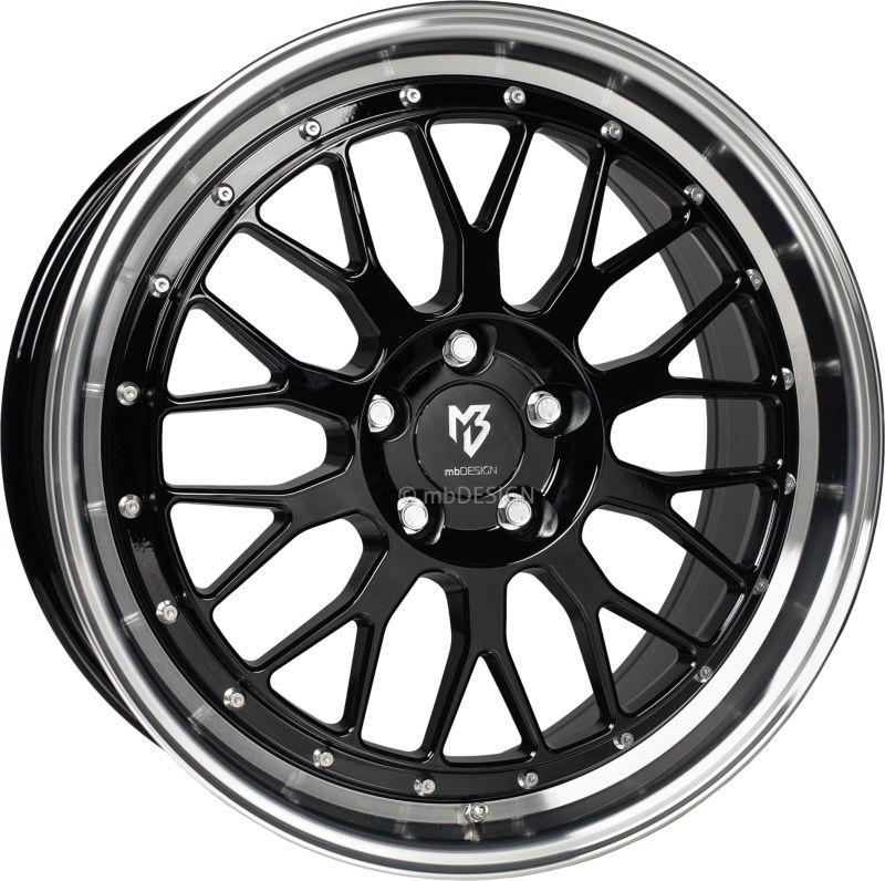 mbDESIGN LV1 17x7 ET25 4x100 Schwarz Glänzend Poliert